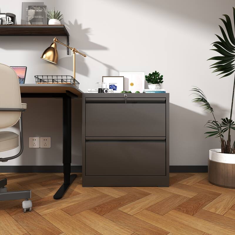 2 Drawer Lateral File Cabinet with Lock, Metal Lateral Filing Cabinet