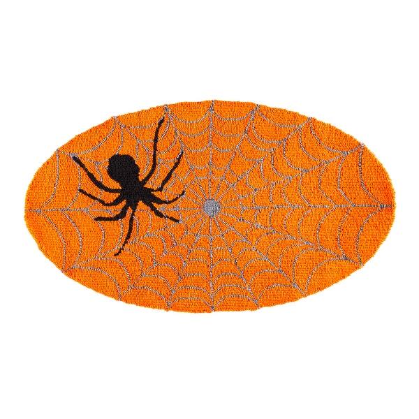 Spider Wed Rug Indoor/Outdoor Halloween Spider Web Hooked Oval Accent Rug - 3'6