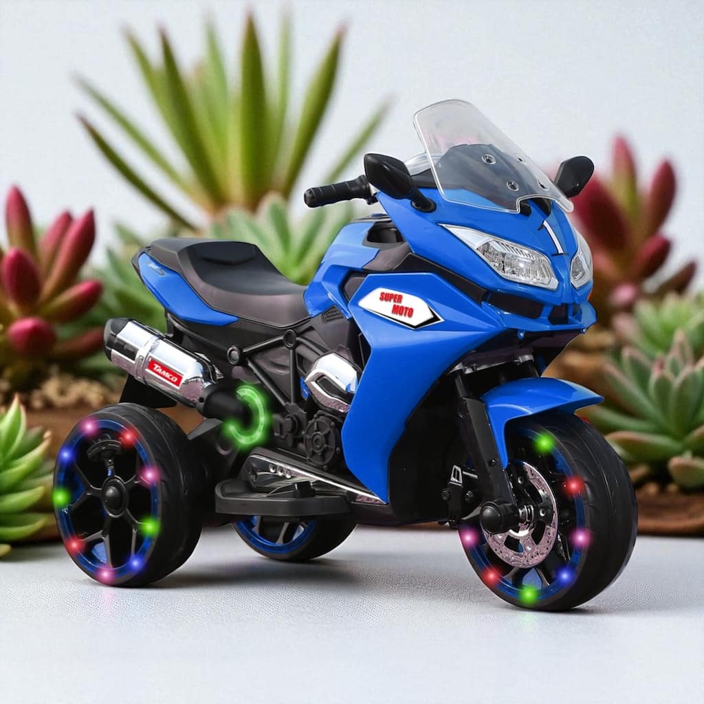 12V Electric Kids Motorcycle Ride-On with Lighting Wheels, MP3, Headlight, Cool Body Lights, Bluetooth, for Ages 3-6