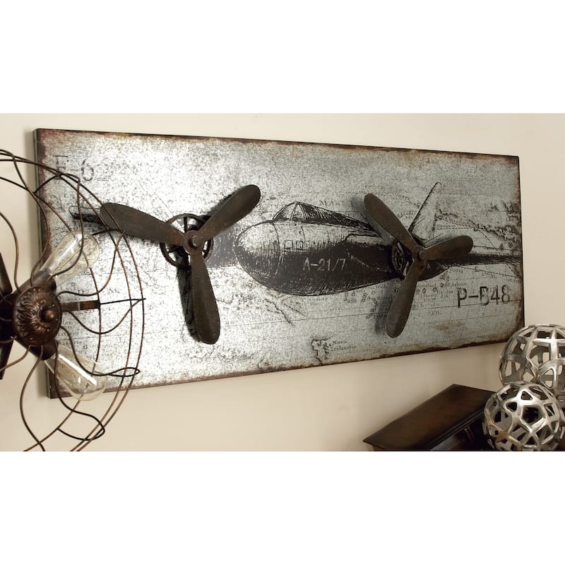Metal Airplane Propellor Wall Decor - Silver - Roche River Decor