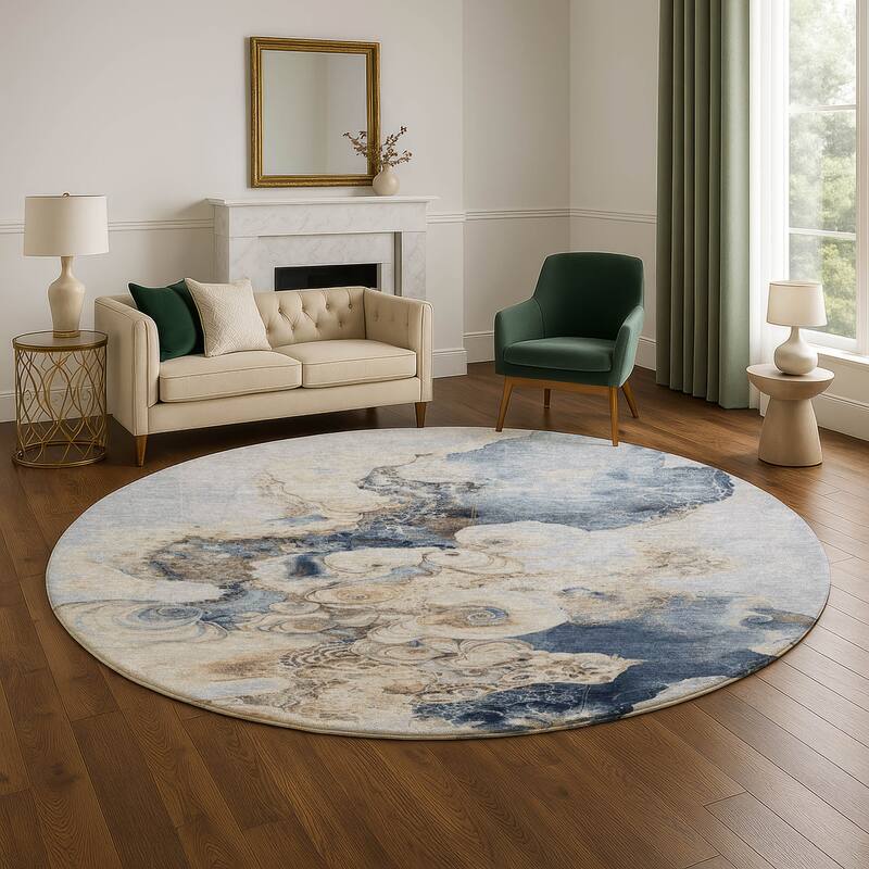 Premium Washable Super Soft Abstract Chic Mayfield Rug - Denim - 8' x 8'
