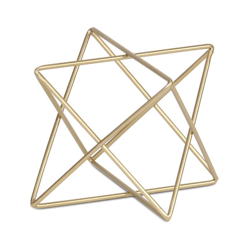HomeRoots 6" Gold Metal Open Geometric Tabletop Sculpture - 8.00 in. x 5.50 in. x 8.00 in.