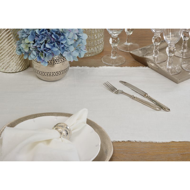 Fringed Linen Design Stone Washed Runner