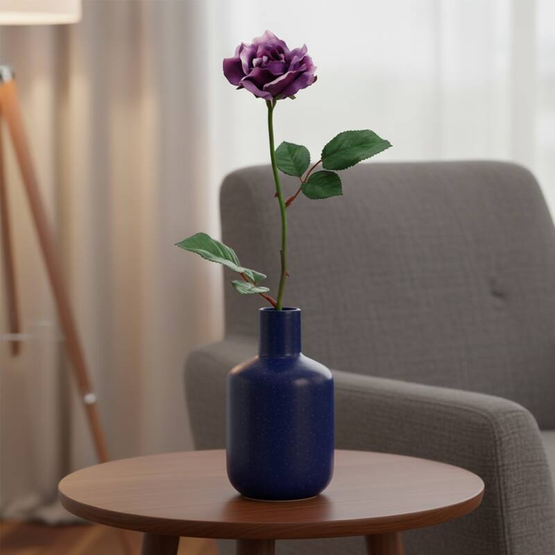 Long Stem Artificial Blooming Rose Spray - 23" - Purple