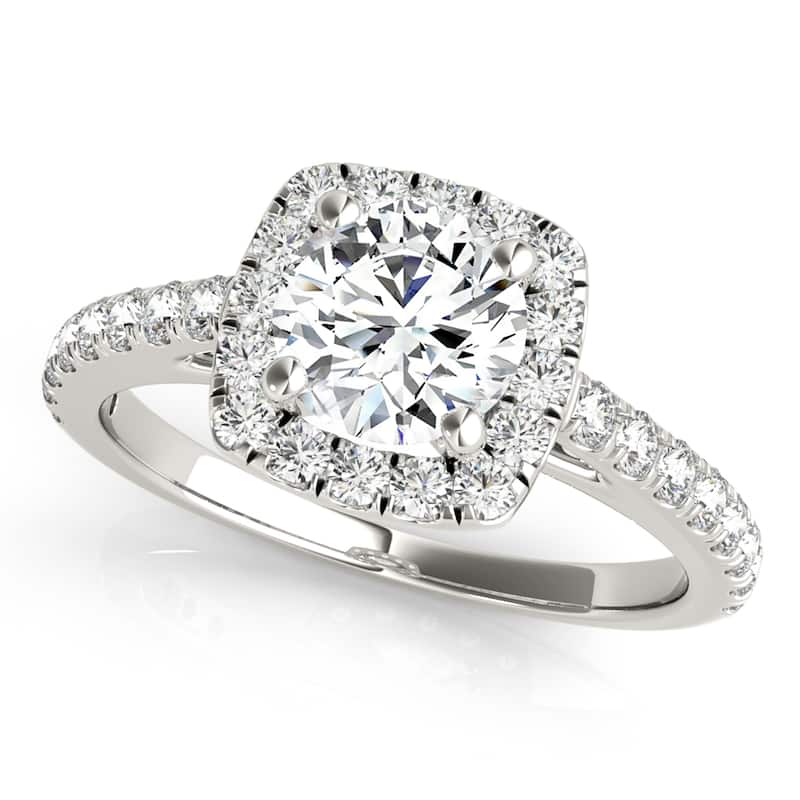 Auriya 14k White Gold Lab Grown Round Diamond Halo Engagement Ring 0.50 to 5.00 ct. tw. (F-G VS) - 2.50 ct. center - 4