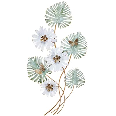 Daisy Bouquet Floral Wall Art Vertical 3D Metal Sculpture 36"x19"