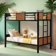 preview thumbnail 1 of 13, Twin over Twin bunk bed with safety rail, built-in ladder, Modern Style Steel Frame, Space-saving, Brown Brown