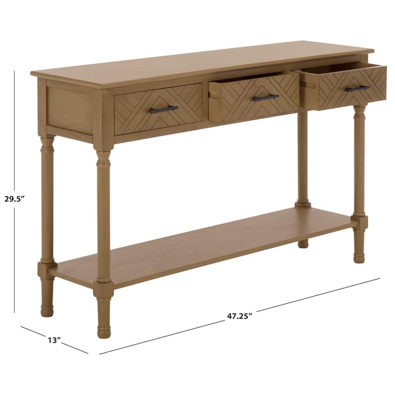 SAFAVIEH Jeanie 3-Drawer Bottom Shelf Console Table - 47.3" W x 13" L x 29.5" H - 47"W x 13"D x 30"H