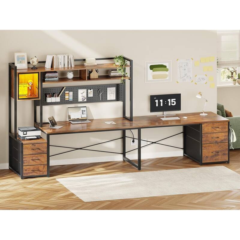 L Shaped Gaming Desk 6 Drawers Reversible Computer Corner Desk