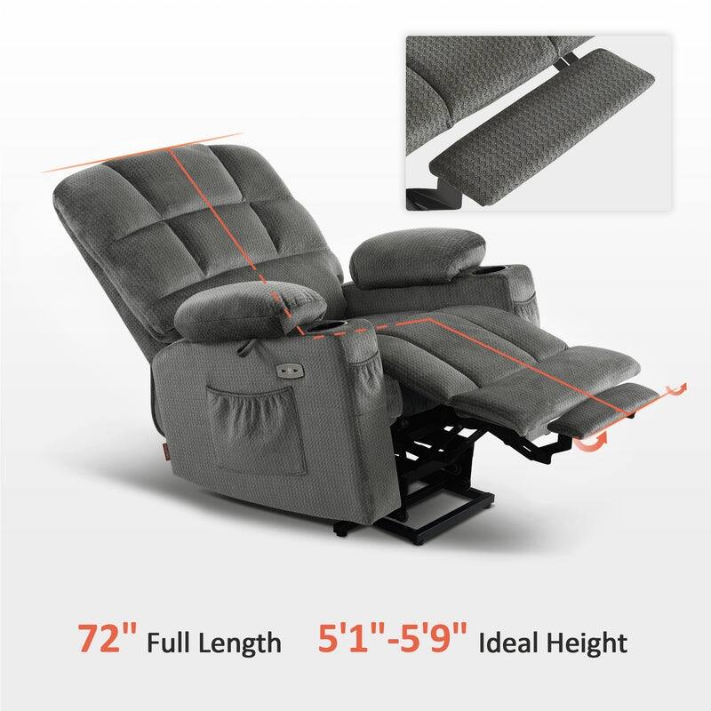 MCombo Dual Motor Power Lift Recliner Chair for Elderly, Massage and Heat, Fabric 7680