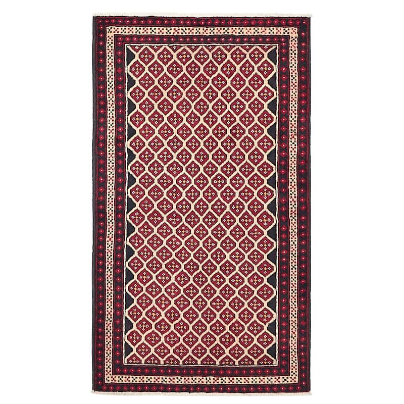 ECARPETGALLERY Hand-knotted Baluch Red Wool Rug - 3'8 x 6'7
