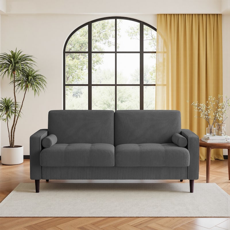 62.5'' W Corduroy Couch Upholstered Square Arm Sofa