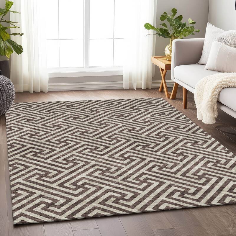 Premium Washable Super Soft Modern Geo Mayfield Rug - Brown - 3' x 5' - Rectangle