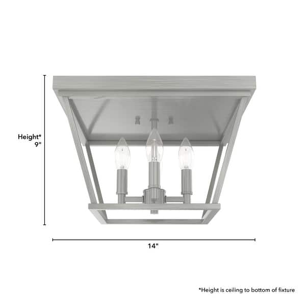 dimension image slide 1 of 3, Hunter Laurel Ridge 4-Light Flush Mount Ceiling Light - Entry, Hallyway, Bathroom - Modern Farmhouse, Industrial - Damp Rated!