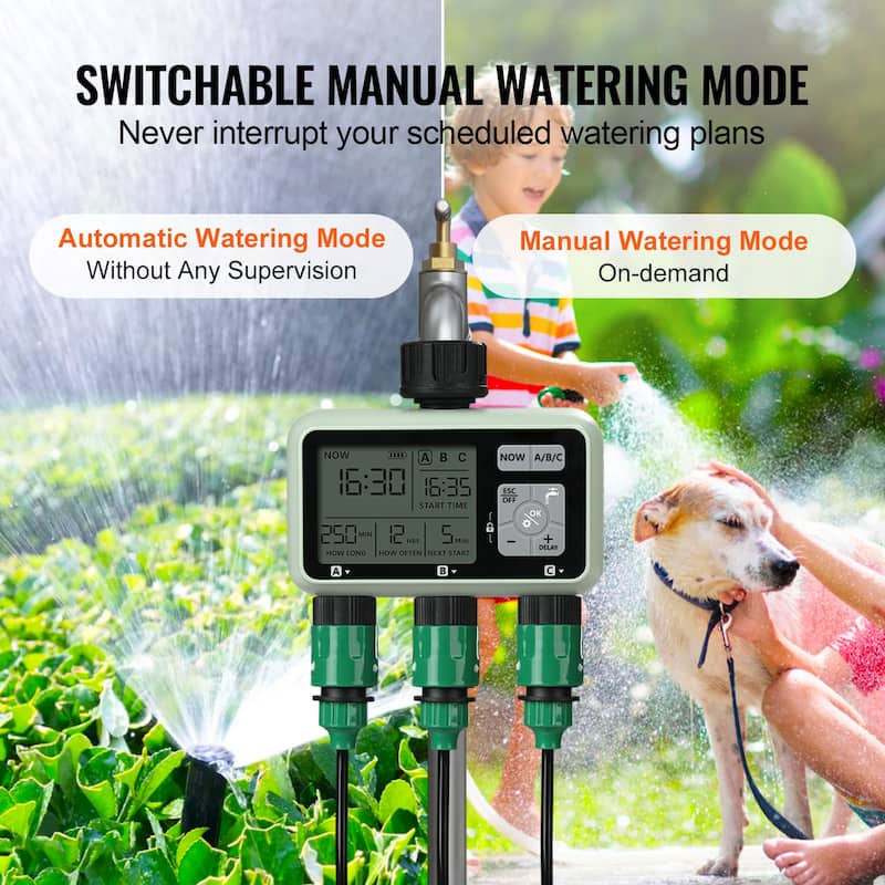 Water Timer Brass Inlet Metal Filter, IPX6 Waterproof for Yard Watering - from 7.25 psi to 120 psi