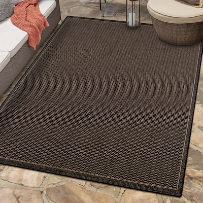 Dream Decor Rugs Pergola Basketweave Black Brown Outdoor Area Rug