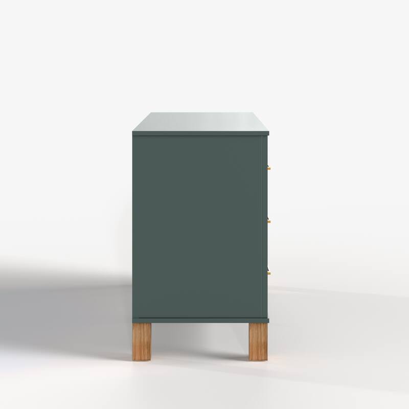 Roomfitters 6-Drawer Double Dresser, Modern Bedroom Storage Cabinet with Solid Wood Legs & Metal Handles