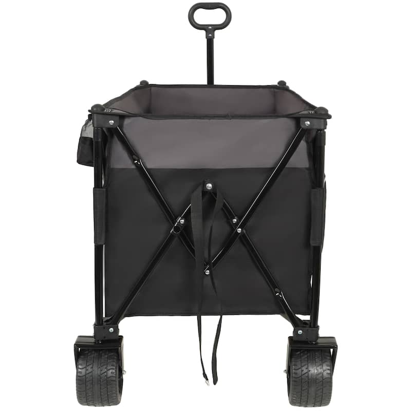 Tall Heavy-Duty Folding Wagon Cart with 480lbs Capacity - All-Terrain Wheels, Side Pockets, Brakes & Drink Holders