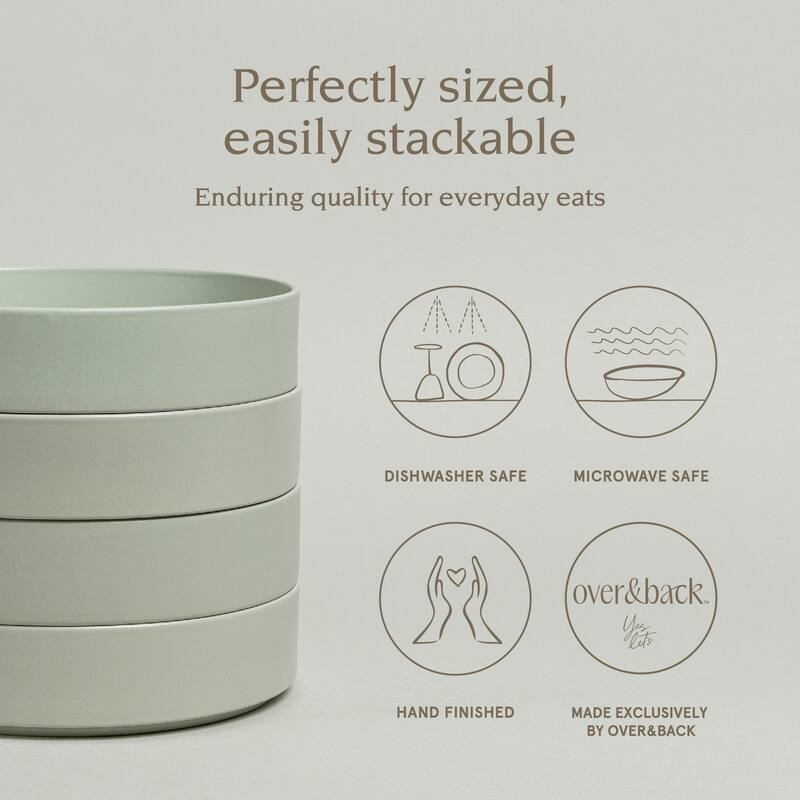 over&back Stackable 40oz Semi-Matte Stoneware Dinner Bowls