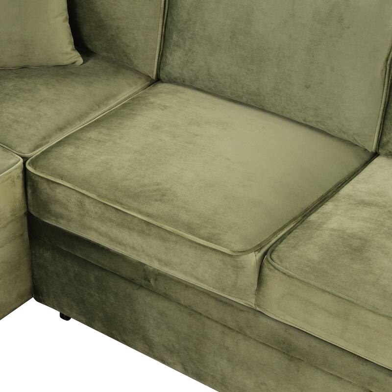 Linen 2 in 1 Pull Out sofa bed L-Shape Couch with Storage Ottoman and Cup Holder Sleeper Sofa Bed with Backrest and Pillows