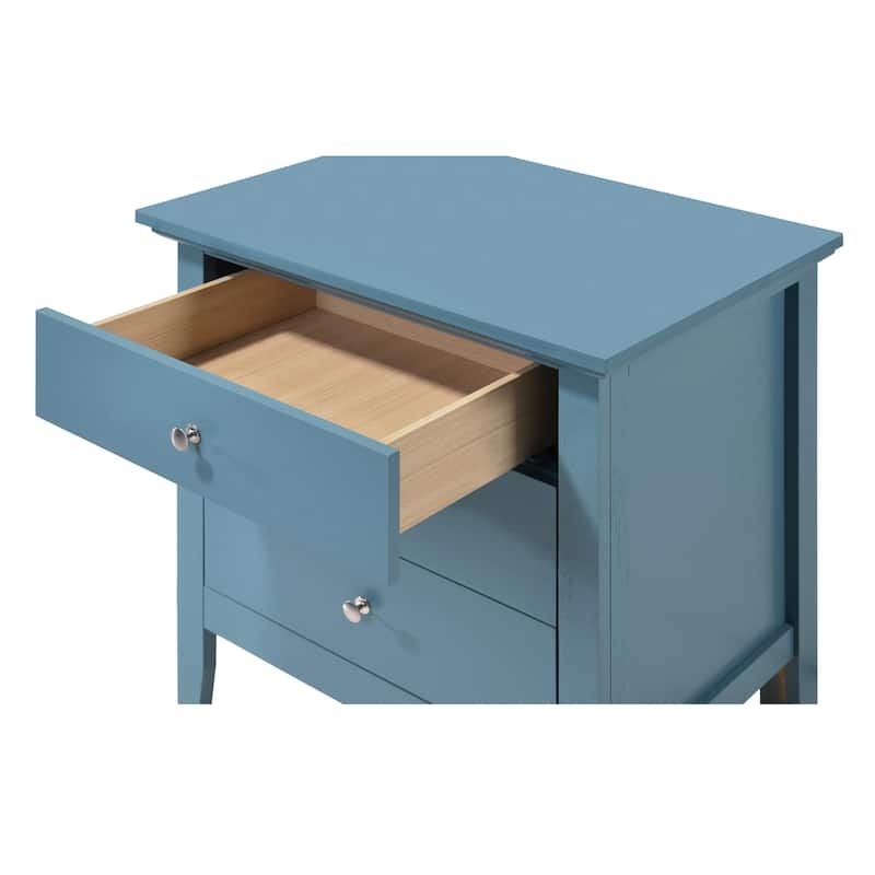 3-Drawer Wooden Nightstand - 26" - Blue