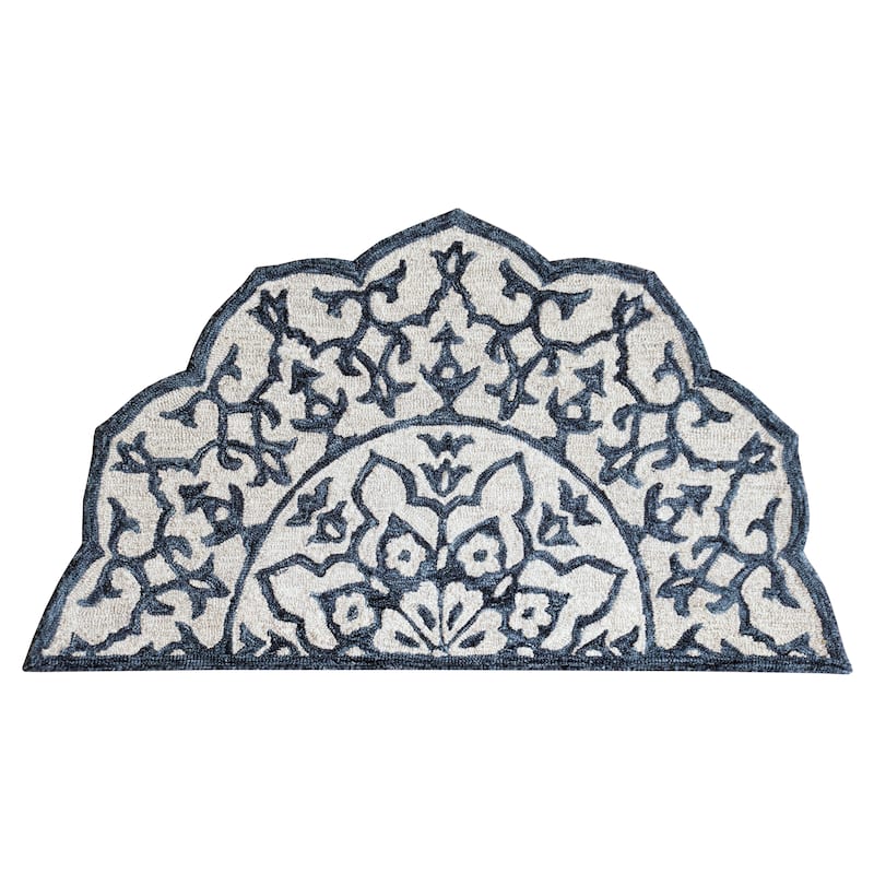 Lilly Medallion Floral Blue/Ivory Handmade Indoor Area Rug by Sevita