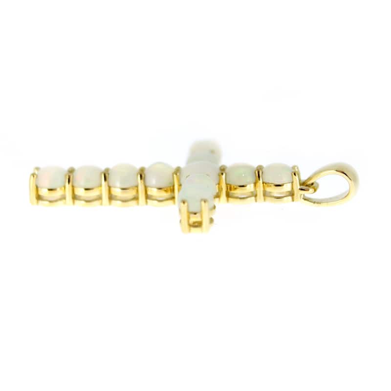 18K Yellow Gold Over Sterling Silver, Ethiopian Opal Gemstone Cross Pendants