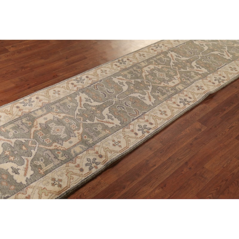 All-Over Oushak Oriental Runner Rug Handmade Wool Carpet - 2'8" x 11'6"