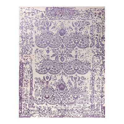 Ikat One-of-a-Kind Hand-Knotted Area Rug - Beige, 8' 1" x 10' 0" - 8' 1" x 10' 0"