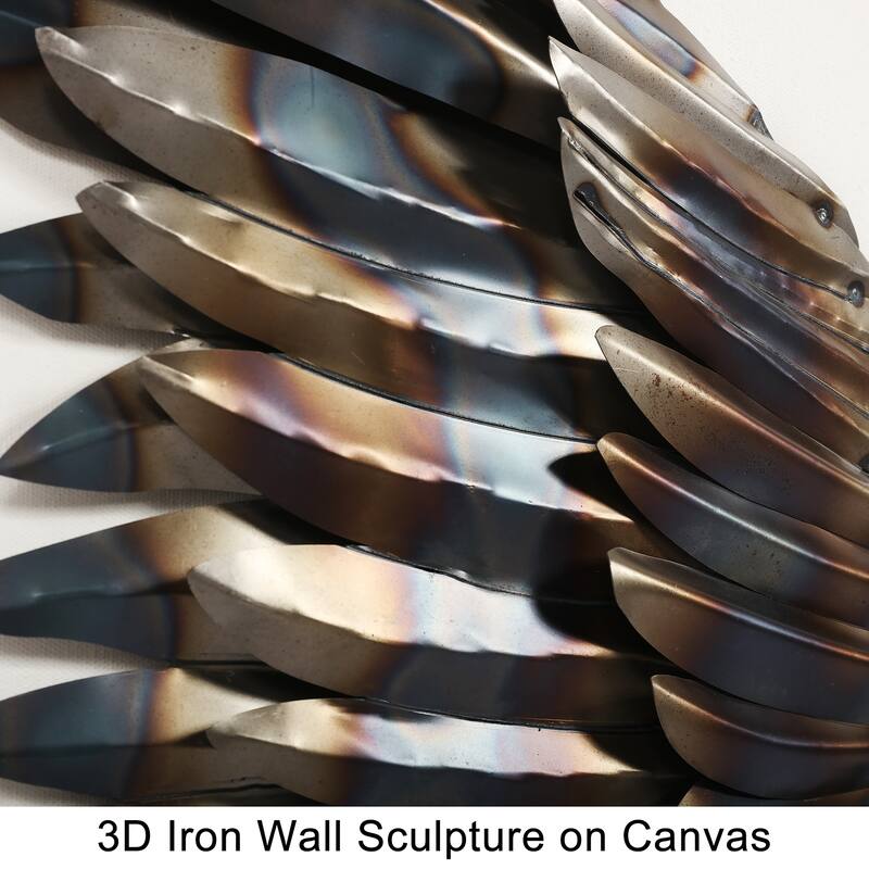 "The Wings" Primo Mixed Media Iron Wall Sculpture on Canvas - Diptych