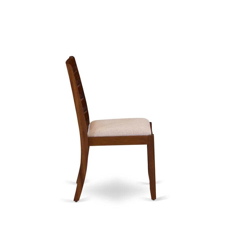 East West Furniture Dining Set Includes a Round Table and Stackable Kitchen Chairs, Antique Walnut (Pieces & Seat Type Options)