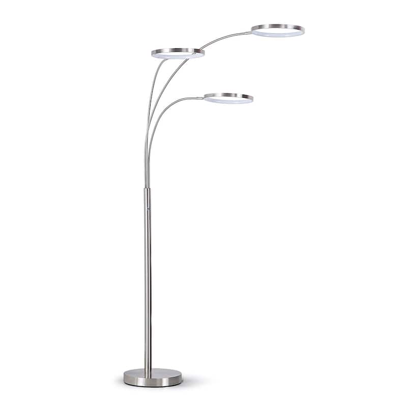 Angels 80"H Three Ring Dimmable LED Lights Arched Floor Lamp - Brushed Nickel