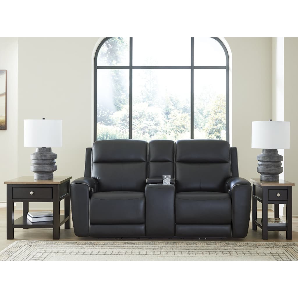 Signature Design by Ashley 5Z-Dreamlight Black Power Reclining Loveseat with Console - 78" W x 40" D x 42.5" H