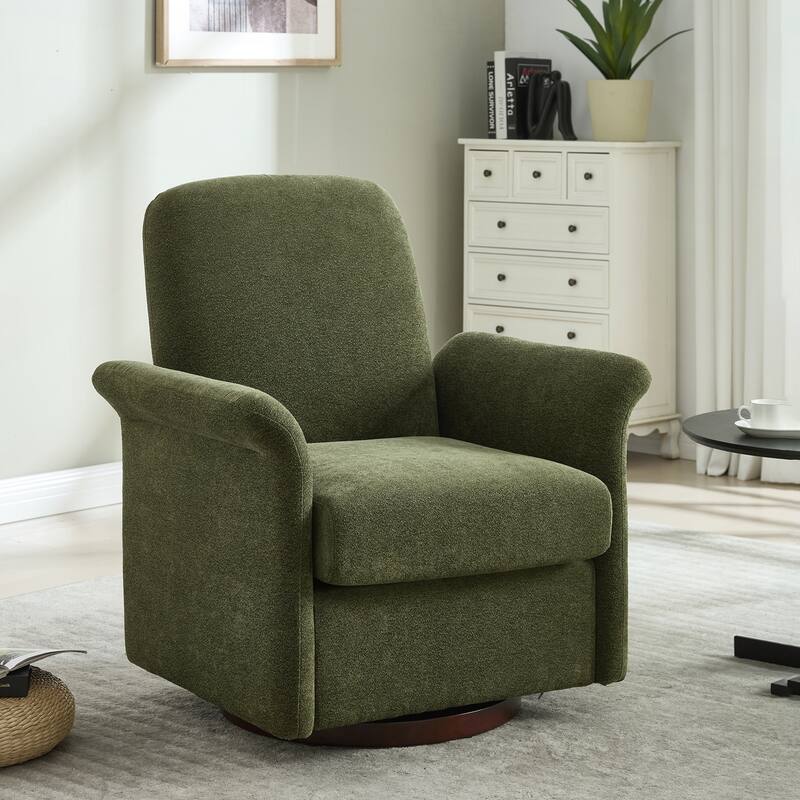 Modern Barrel Armchair with Wood Base