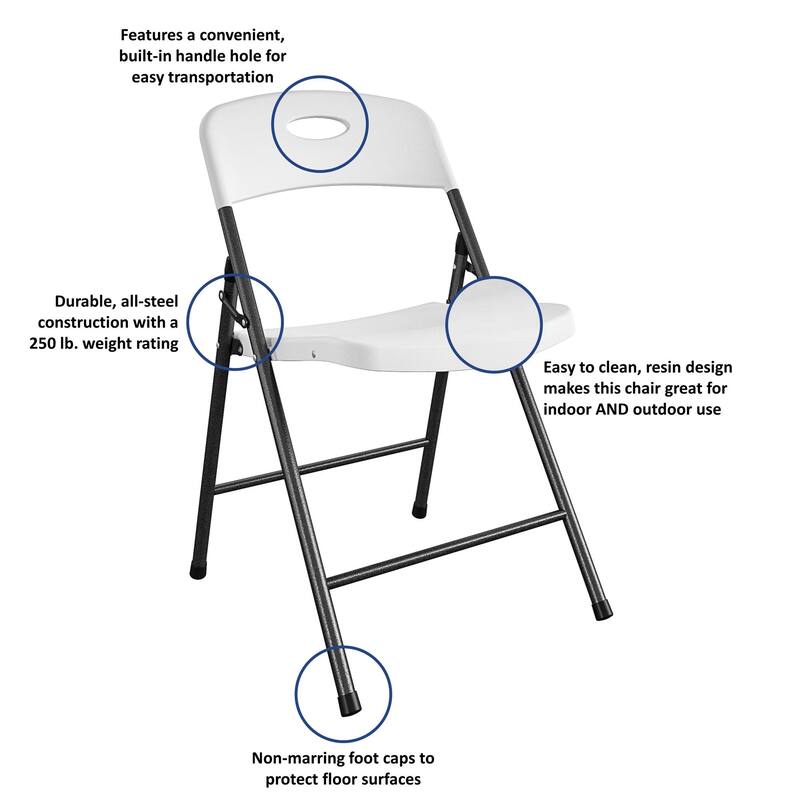 COSCO Solid Resin Plastic Indoor/Outdoor Plastic Folding Chair, 4-Pack