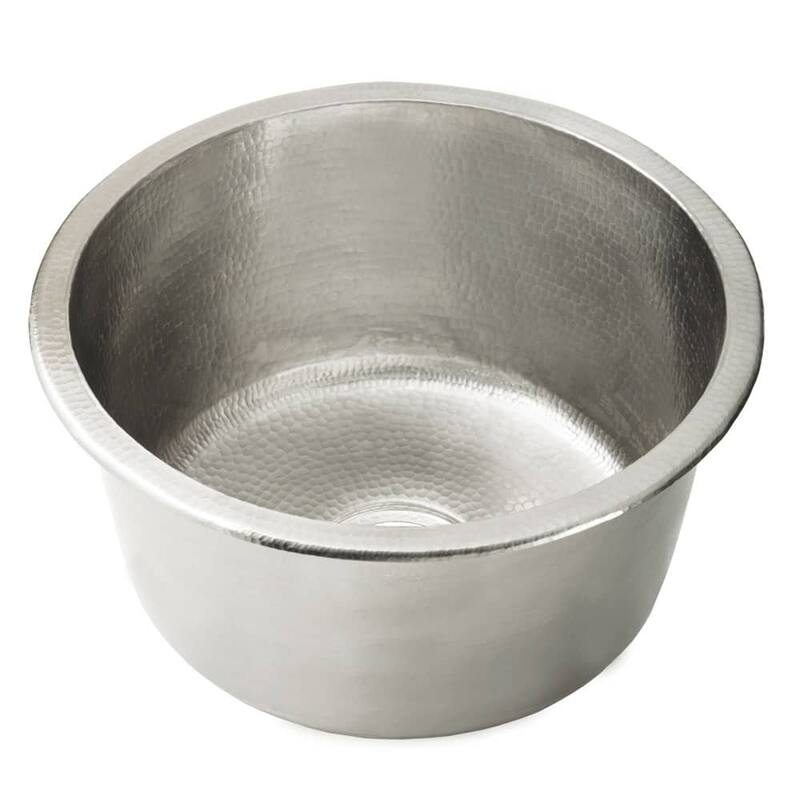 Native Trails Redondo 15-3/4" Single Basin Drop In Copper Bar Sink - Brushed Nickel