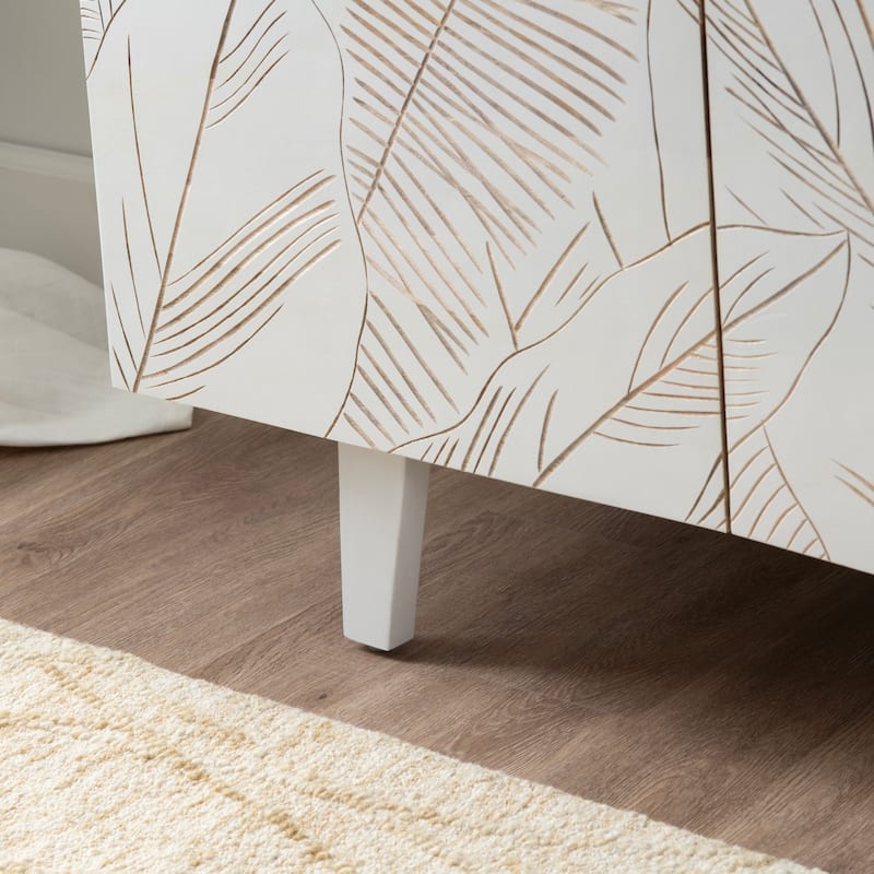 79 in. White Solid Wood 4 Door Media Credenza_Sideboard