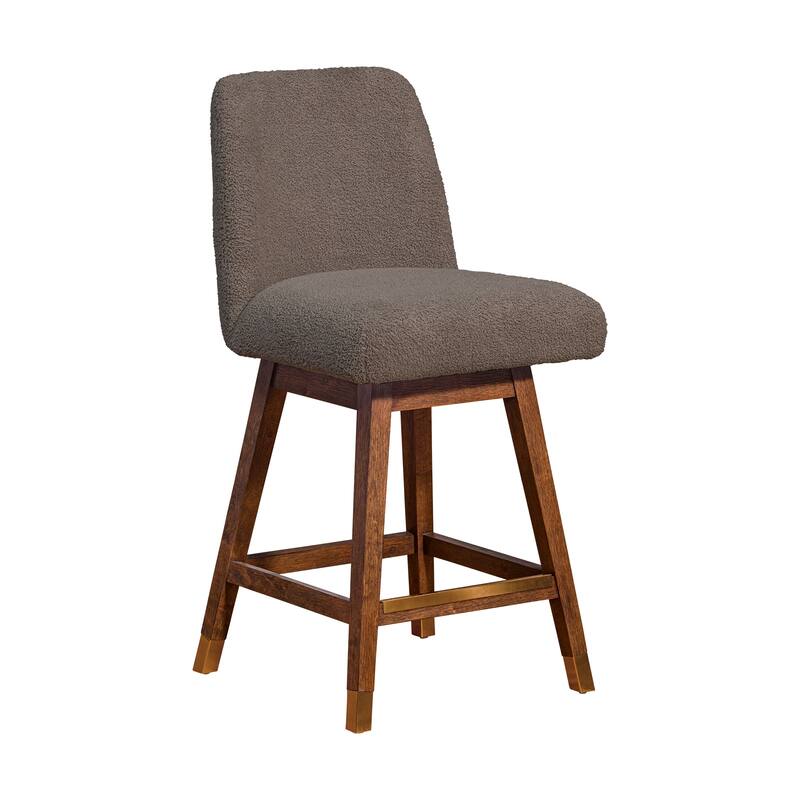 Amalie Upholstered Bar Stool, Swivel Counter Chair with Solid Wood Frame