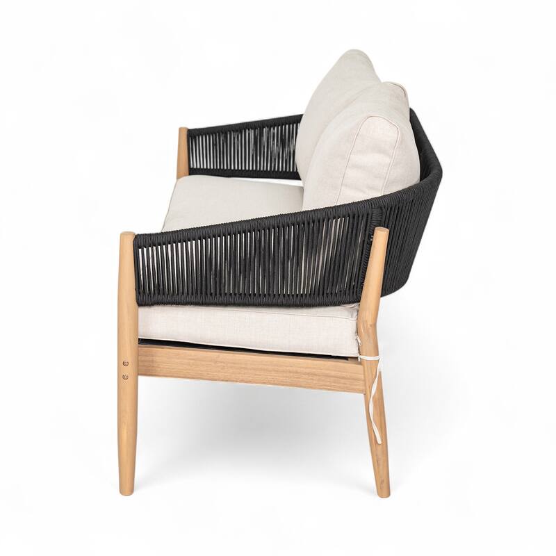 Roomfitters Verona Outdoor Acacia Wood Loveseat with Rope Detail