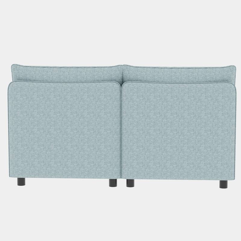 Blue 129'' Convertible 8 Seater Modular Sectional Sofa with Storage Ottoman, Comfortable Sleeper Options