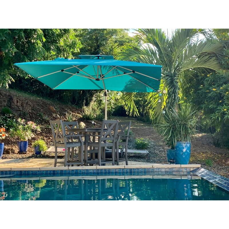 PURPLE LEAF 10ft Square 360 Degree Rotation Patio Offset Umbrella
