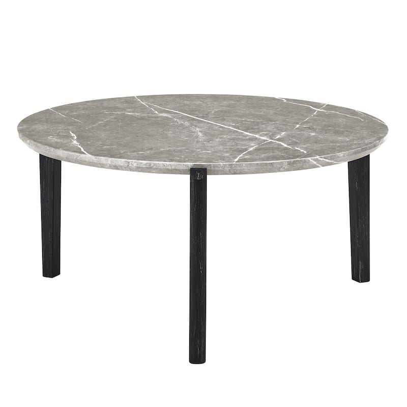 36" Modern Style Faux Marble Round Coffee Table