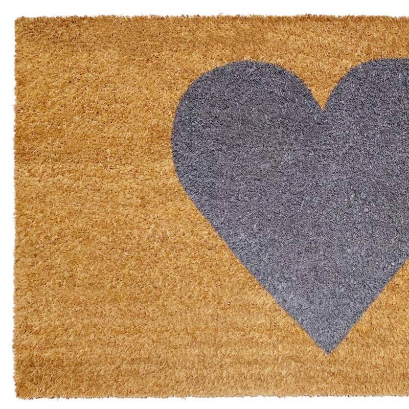 HomeRoots 24" X 36" Brown And Gray Heart Outdoor Coir Door Mat - 24.00' X '36.00