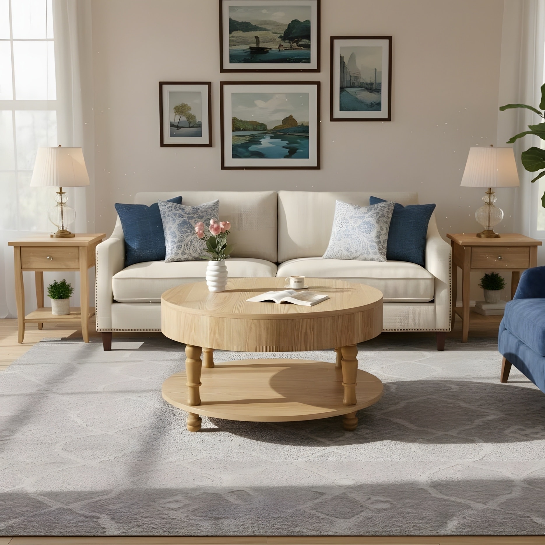 31.5" Modern Round Flip-top Coffee Table with Hidden Compartment