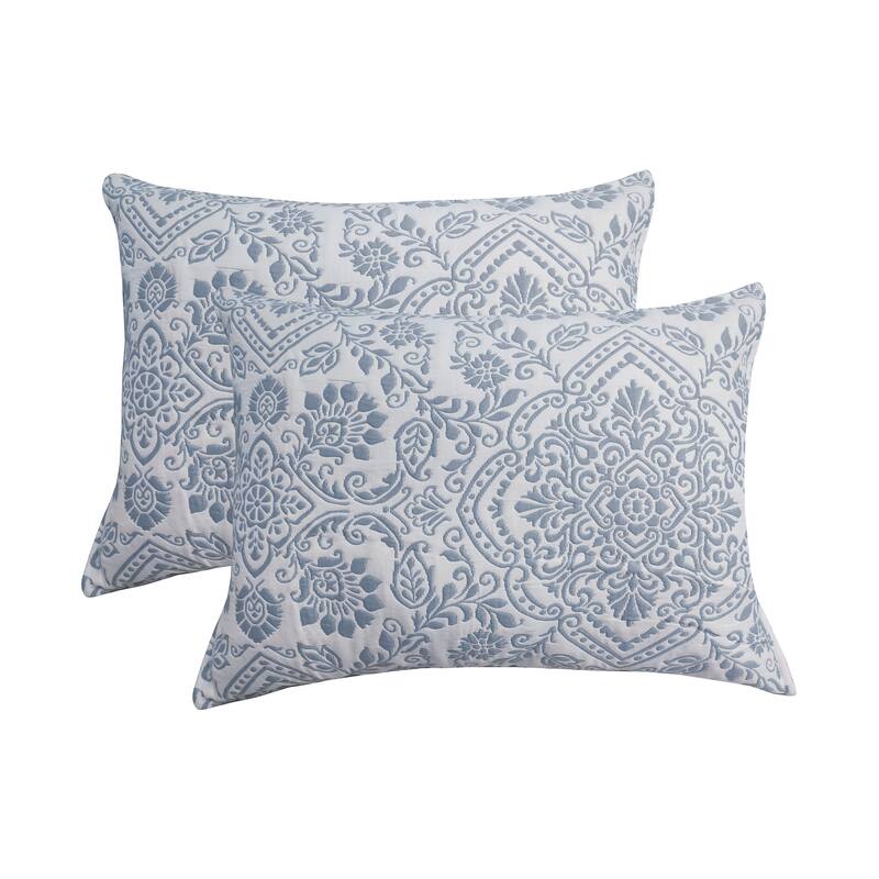 CEDAR COURT Deena Blue Soft Matelasse Jacquard Quilt Set