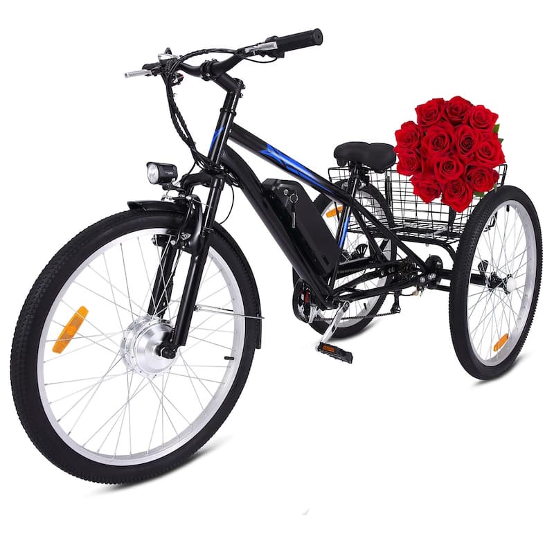 Electric Tricycle Electric Trike, 7 Speeds - Blue - 26In