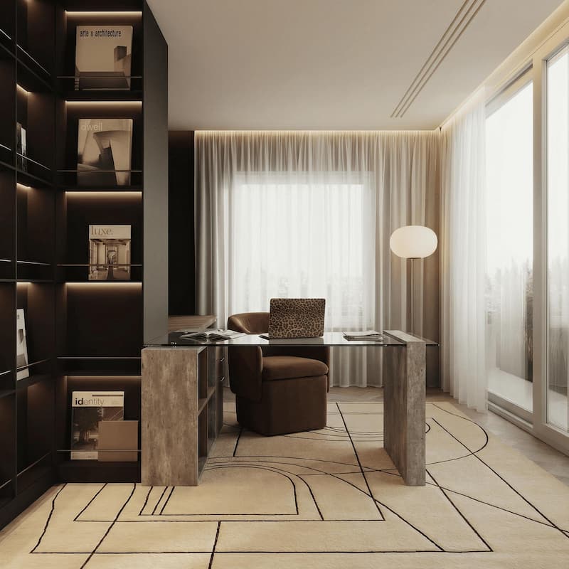 Tassell Modern Brown Fabric Dining Chair w/ Castor Wheels