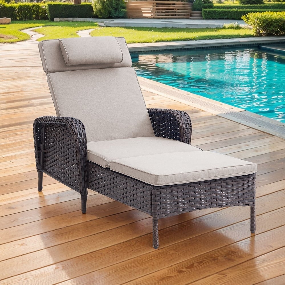 Outdoor Chaise Lounge Chair Adjustable 5-Position - 1-Piece