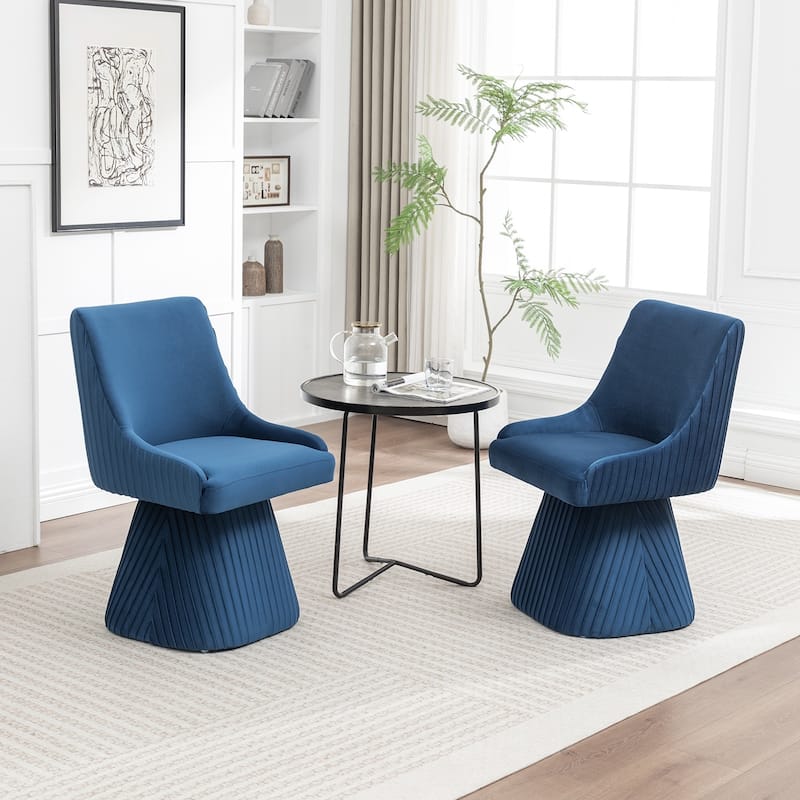 SEYNAR Modern Velvet 360 Degree Swivel Armless Dining chair Set of 2