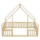 preview thumbnail 10 of 49, Wood House-Shaped Full Floor House Bed with Fence,Guardrails,Kids and Baby